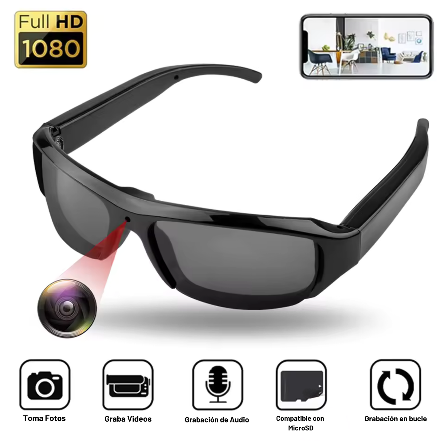 Gafas Cámara HD 1080P