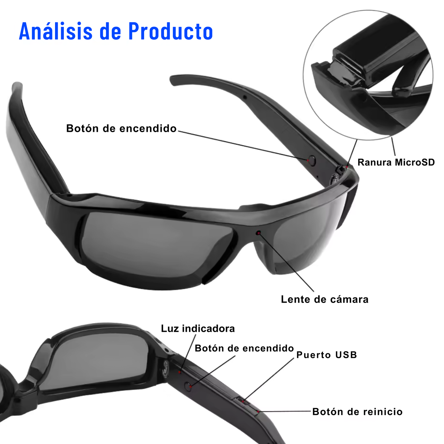Gafas Cámara HD 1080P
